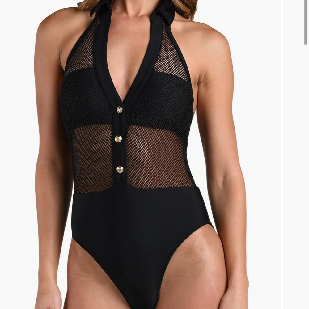 L'AGENCE Natalya Mesh One-Piece Swimsuit, SIZE MEDIUM